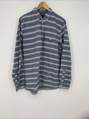 J. Crew Blue and White Striped Casual Button-Down Shirt